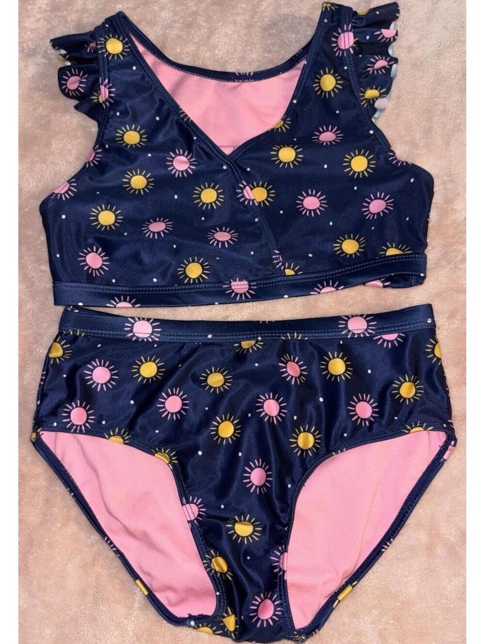 There Abouts Girls Two Piece Swimsuit Bathing Suit Size Medium 10/12